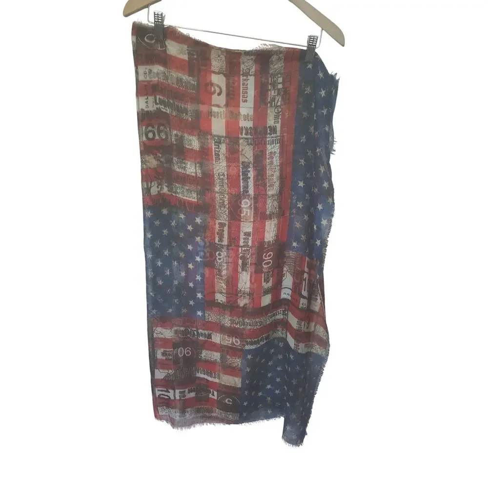 American Backroads USA Flag Scarf Americana Patriotic Lightweight Wrap Shawl
